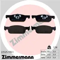 ZIMMERMANN Bremsbel&auml;ge DACIA LOGAN 2 SANDERO 2 + RENAULT CLIO 4 ab 04.2015 vorne