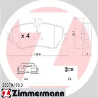 ZIMMERMANN Bremsbel&auml;ge Bremsbelagsatz Mercedes W168 A140-190 A160/170CDI vorne