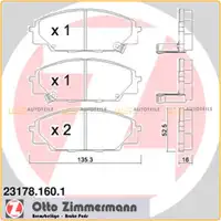 ZIMMERMANN Bremsbel&auml;ge Bremskl&ouml;tze f&uuml;r Honda Civic VII Hatchback VIII S2000 vorne