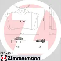 ZIMMERMANN Bremsbel&auml;ge Bremsbelagsatz f&uuml;r Audi A1 1KT VW Eos Jetta IV 1KD hinten