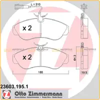 ZIMMERMANN Bremsbel&auml;ge Bremskl&ouml;tze + Wako Citroen Jumper f&uuml;r Peugeot Boxer vorne