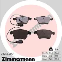 ZIMMERMANN rd:z Bremsbel&auml;ge + Warnkontaktkabel f&uuml;r VW TOUAREG (7L) PR-1LB vorne