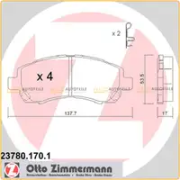 Zimmermann Bremsbel&auml;ge Bremsbelagsatz f&uuml;r SUBARU Impreza Legacy II III vorne