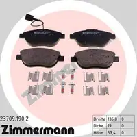 ZIMMERMANN Bremsen Bremsscheiben + Bremsbel&auml;ge + Wako f&uuml;r Fiat Punto Evo vorne
