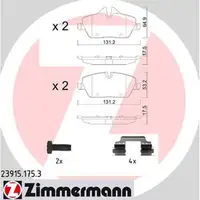 ZIMMERMANN Bremsbel&auml;ge f&uuml;r BMW 1er E81 E82 E87 E88 2er F45 vorne 23915.175.3