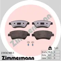 ZIMMERMANN rd:z Bremsbel&auml;ge f&uuml;r RENAULT KANGOO MEGANE II GRAND / SCENIC II vorne