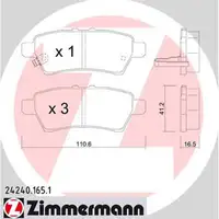 ZIMMERMANN Bremsbel&auml;ge Bremskl&ouml;tze f&uuml;r Nissan Navara D40 Pathfinder R51 hinten