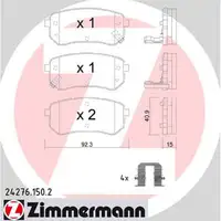 ZIMMERMANN Bremsscheiben + Bel&auml;ge HYUNDAI i10 (PA) KIA PICANTO (SA) (TA) hinten