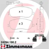 ZIMMERMANN Bremsbel&auml;ge Bremskl&ouml;tze + Wako f&uuml;r Fiat Croma (194) 1.9D 2.4D vorne