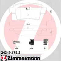 ZIMMERMANN Bremsen Bremsscheiben + Bel&auml;ge f&uuml;r Opel Corsa D 1.6Turbo OPC hinten