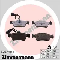 ZIMMERMANN rd:z Bremsbel&auml;ge + Warnkontaktkabel f&uuml;r VW TOUAREG (7L) PR-1KE hinten