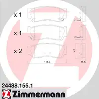 ZIMMERMANN Bremsbel&auml;ge Bremskl&ouml;tze f&uuml;r Hyundai H-1 Starex Santa FE I II hinten