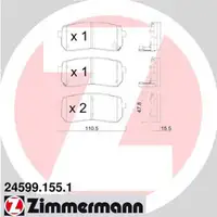 ZIMMERMANN Bremsbel&auml;ge Bremskl&ouml;tze f&uuml;r Hyundai H-1 ix55 Kia Carnival III hinten