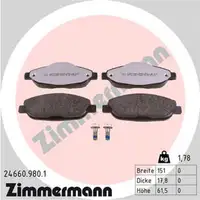 ZIMMERMANN rd:z Bremsbel&auml;ge f&uuml;r PEUGEOT 3008 (0U_) + 308 / 308 CC / 308 SW vorne