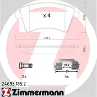 ZIMMERMANN Bremsbel&auml;ge Bremskl&ouml;tze f&uuml;r Renault Kangoo 15/16 Zoll an 02.2008 vorne