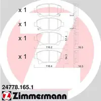 ZIMMERMANN Bremsbel&auml;ge Bremskl&ouml;tze f&uuml;r Toyota IQ 1.0 1.33 1.4D-4D ab 01.2009 vorn