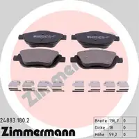 ZIMMERMANN Bremsen Bremsscheiben + Bel&auml;ge Citroen C3 DS3 f&uuml;r Peugeot 2008 vorne