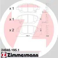 ZIMMERMANN Bremsbel&auml;ge Bremskl&ouml;tze f&uuml;r Toyota Avensis Station Wagon Verso vorne