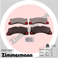ZIMMERMANN rd:z Bremsbel&auml;ge PORSCHE MACAN (95B) PANAMERA (970) 4.8 Turbo S vorne