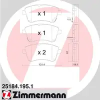 ZIMMERMANN Bremsbel&auml;ge Bremskl&ouml;tze Bremskl&ouml;tze f&uuml;r Kia Venga (YN) ab 02.2010 vorn