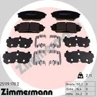 ZIMMERMANN Bremsbel&auml;ge f&uuml;r HYUNDAI ix55 3.8 V6 4WD + 3.0 V6 CRDi 4WD vorne