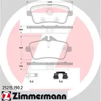 ZIMMERMANN Bremsbel&auml;ge MERCEDES GLE M-KLASSE W166 ML300 ML250/350CDI hinten