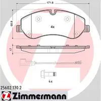 ZIMMERMANN Bremsbel&auml;ge Bremskl&ouml;tze + Wako f&uuml;r Ford Tourneo Transit Custom vorne
