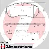 ZIMMERMANN Bremsbel&auml;ge Bremskl&ouml;tze + Wako f&uuml;r Ford Tourneo Transit Custom vorne