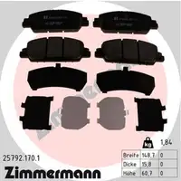 ZIMMERMANN Bremsbel&auml;ge f&uuml;r HONDA HR-V (RU) 1.5 130 PS + 1.6 i-DTEC 120 PS vorne