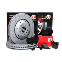 Zimmermann FORMULA Z Bremsscheiben + BREMBO Bel&auml;ge f&uuml;r AUDI RS6 C5 PR-1LP vorne
