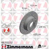 Zimmermann SPORT Bremsscheiben f&uuml;r AUDI A6 (4B C5) quattro PR-Nr. 0N5 hinten