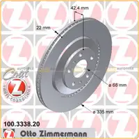 ZIMMERMANN Bremsscheiben Satz f&uuml;r Audi A8 (4E) VW Phaeton (3D) PR-1KY/1KZ hinten