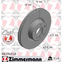 ZIMMERMANN Bremsscheiben Satz f&uuml;r BMW X4 F26 M40i 360 PS ab 11.2014 vorne
