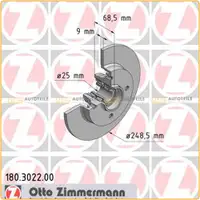 ZIMMERMANN Bremsscheiben + Radlager + Bel&auml;ge CITROEN C4 I f&uuml;r PEUGEOT 307 hinten