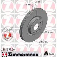 ZIMMERMANN Bremsscheiben Satz f&uuml;r FORD MONDEO V MK5 Turnier vorne