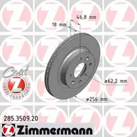 ZIMMERMANN Bremsscheiben Satz f&uuml;r Hyundai i20 (PB PBT) ohne ESP vorne