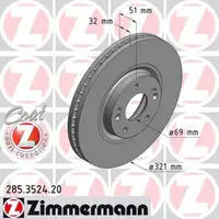 ZIMMERMANN Bremsscheiben Satz f&uuml;r Hyundai ix55 3.8 V6/4WD 3.0 V6 CRDi 4WD vorne