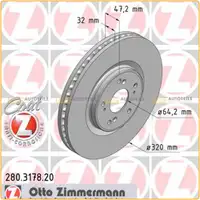 ZIMMERMANN Bremsscheiben f&uuml;r HONDA ACCORD VIII (CU) 2.0i 2.4i 2.2 i-DTEC vorne