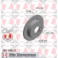 ZIMMERMANN Bremsscheiben Satz f&uuml;r HONDA CIVIC V VI CRX III JAZZ II III hinten