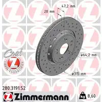 Zimmermann SPORT Bremsscheiben f&uuml;r HONDA CR-V IV (RM_) 2.0 1.6/2.2i-DTEC vorne