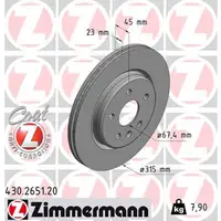 ZIMMERMANN Bremsscheiben Satz f&uuml;r OPEL INSIGNIA B 2.0 4x4 260 PS 16 Zoll vorne