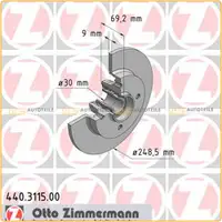 ZIMMERMANN Bremsscheiben + Radlager + Bel&auml;ge CITROEN C4 I PEUGEOT 207 307 hinten