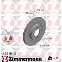 ZIMMERMANN Bremsscheiben CITROEN C-ZERO f&uuml;r MITSUBISHI i HA) PEUGEOT ION vorne
