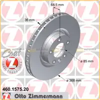ZIMMERMANN Bremsscheiben Satz f&uuml;r Porsche Cayenne 1LP VW Touareg 1LU/1LT vorne