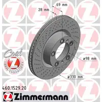 ZIMMERMANN Bremsscheiben + Bel&auml;ge + Wako PORSCHE 911 (997) 3.6 Carrera 4 vorne