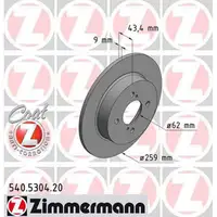 ZIMMERMANN Bremsscheiben f&uuml;r Suzuki Swift IV 1.2 1.2 4WD 1.2 4x4 91/94PS hinten