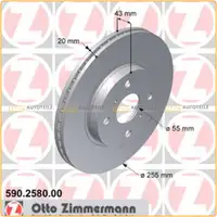 ZIMMERMANN Bremsscheiben f&uuml;r Toyota MR2 III 1.8 Yaris Verso 1.3 1.5 1.4D vorne