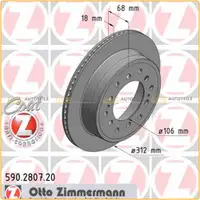 ZIMMERMANN Bremsscheiben f&uuml;r Toyota Land Cruiser 90 150 2.7-4.0 3.0d-4D hinten