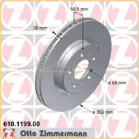 ZIMMERMANN Bremsscheiben Satz f&uuml;r Volvo C70 I S70 (LS) V70 I (LV) 16 Zoll vorne