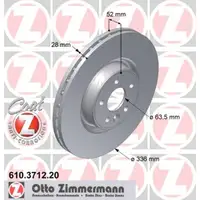 ZIMMERMANN Bremsscheiben f&uuml;r Volvo S60 II S80 II V70 III XC70 II 18 Zoll vorne